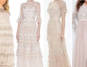 Embellished Ruffled Tiered Gown