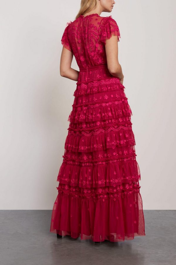 Needle & Thread Darcy Tiered Embroidered Tulle Gown