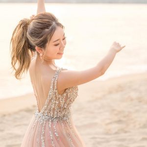 Halter Blink Embroidered Aline Gown
