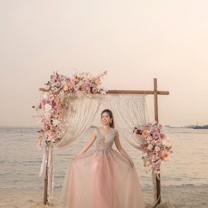 Halter Blink Embroidered Aline Gown