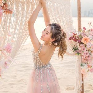 Halter Blink Embroidered Aline Gown
