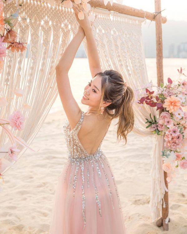 Halter Blink Embroidered Aline Gown