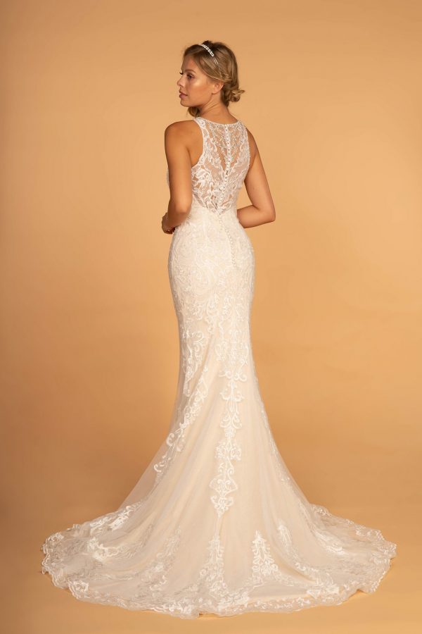 Halter Illusion Back Lace Mermaid