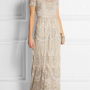 Needle & Thread Tiered Petal Embellished Tulle Gown