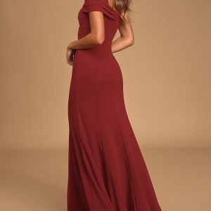 Amaze Me Wine Red Off-the-Shoulder Maxi Dress