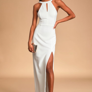 All You Need is Love White Halter Backless Maxi Dress