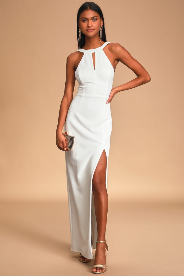 All You Need is Love White Halter Backless Maxi Dress