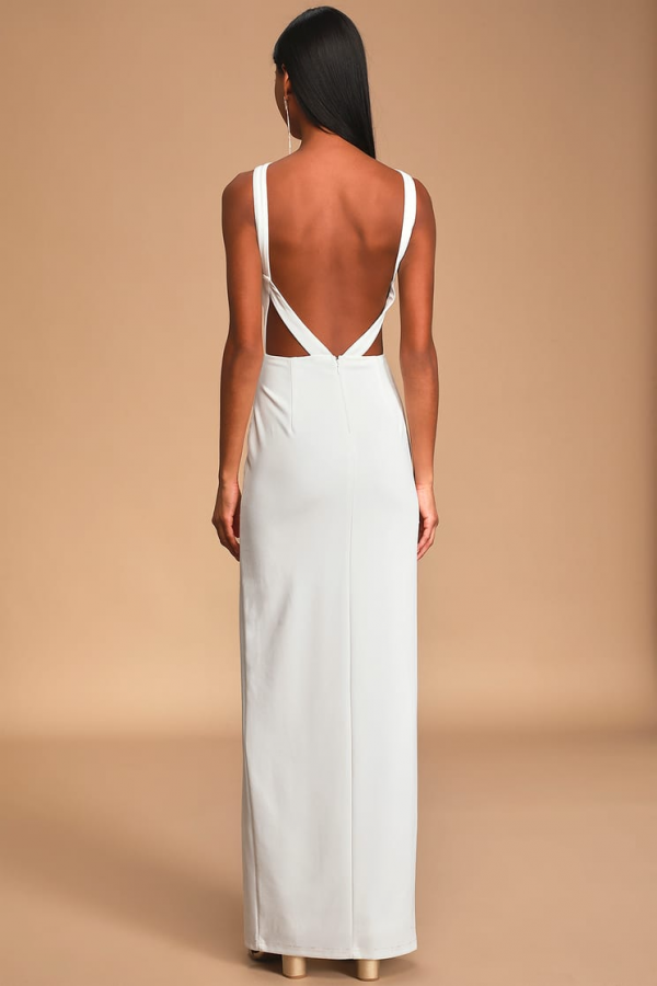 All You Need is Love White Halter Backless Maxi Dress