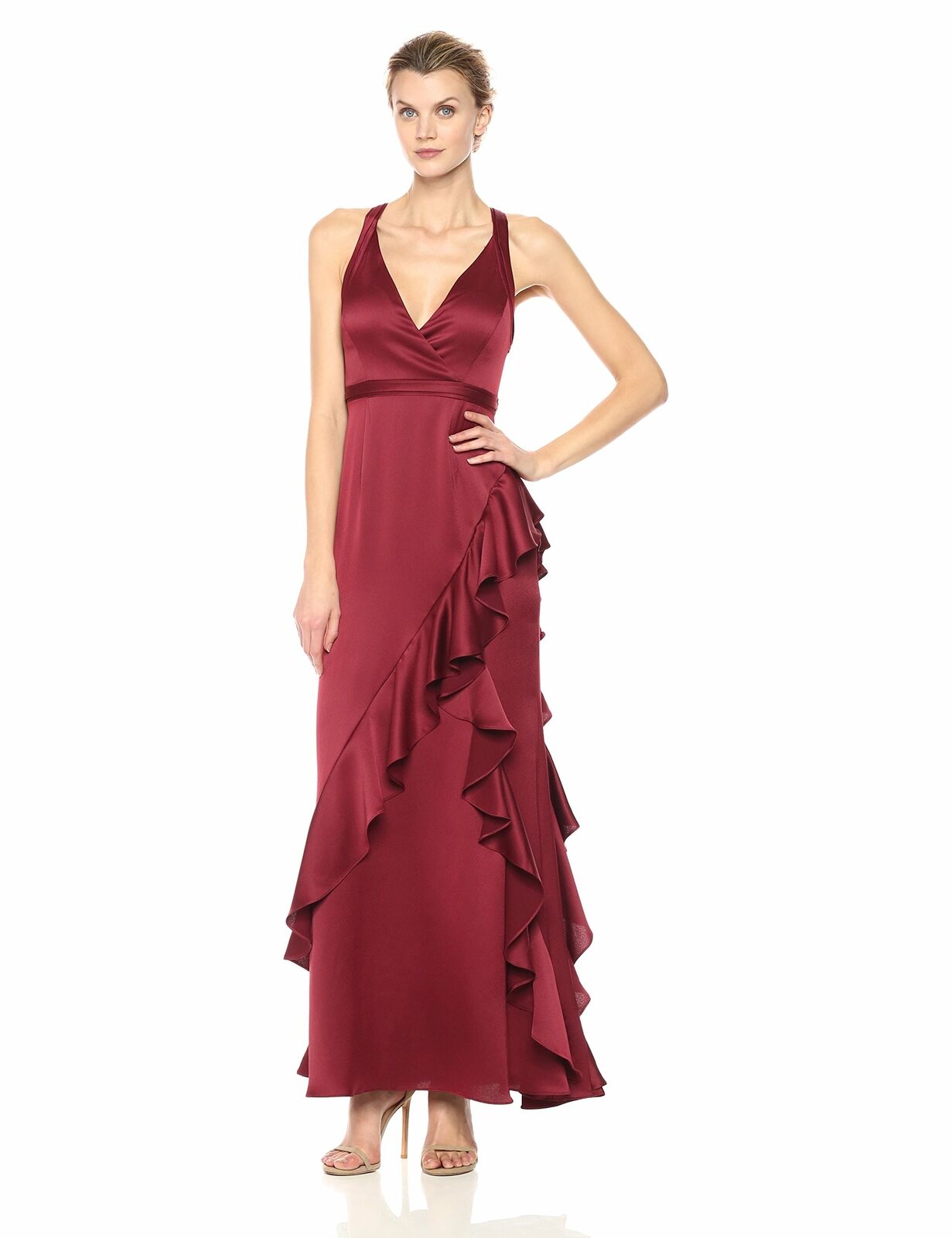 Aidan Mattox Red Satin Special Occasion Evening Dress Gown Aidan Mattox Red Satin Special Occasion Evening Dress Gown