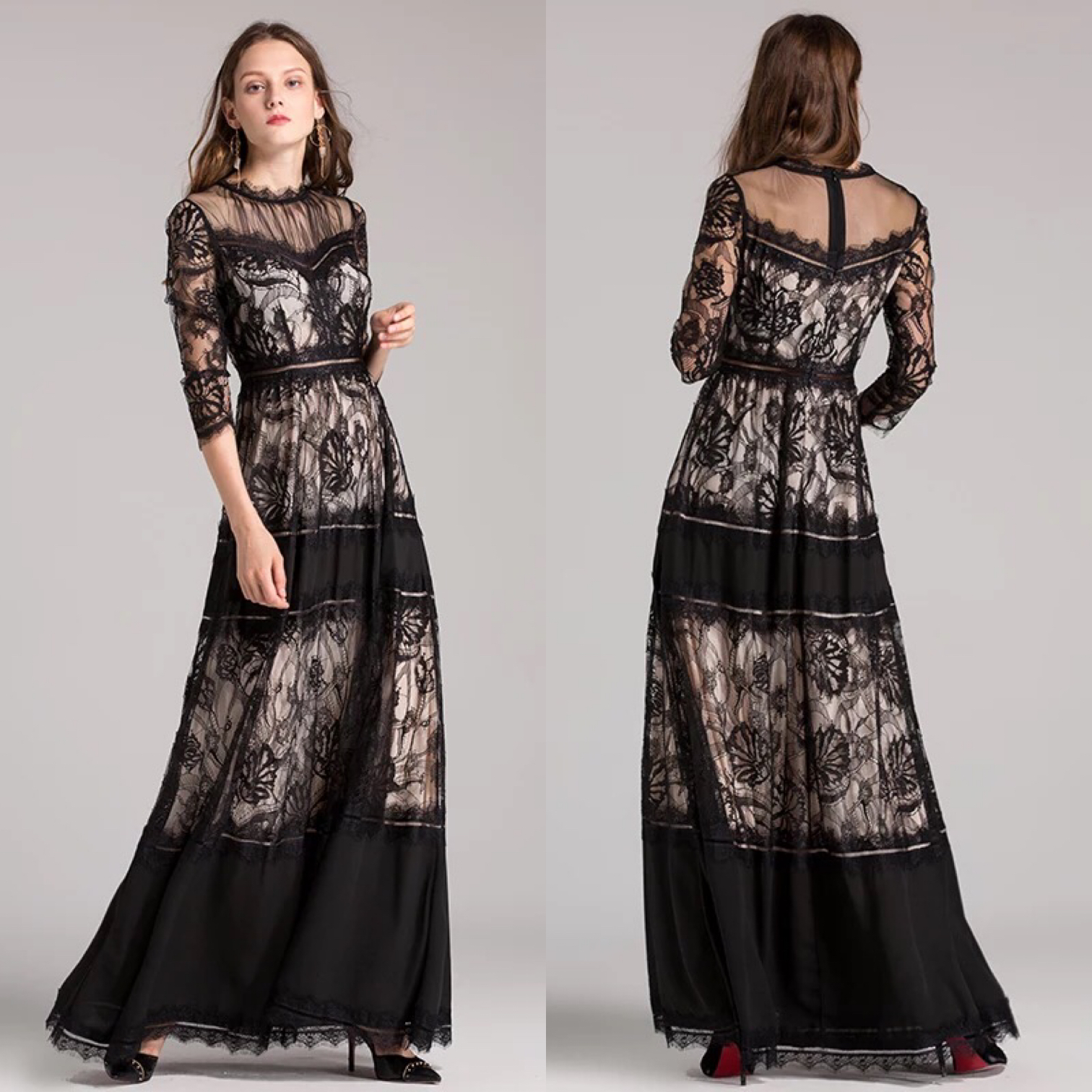 black lace vintage elegant dress black lace vintage elegant dress