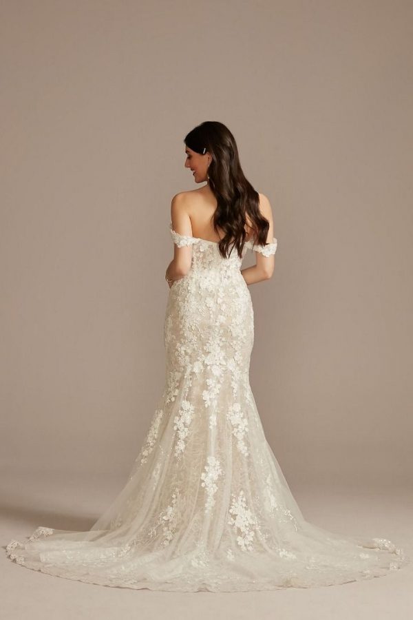 Embellished Illusion Lace Bodysuit Wedding Dress