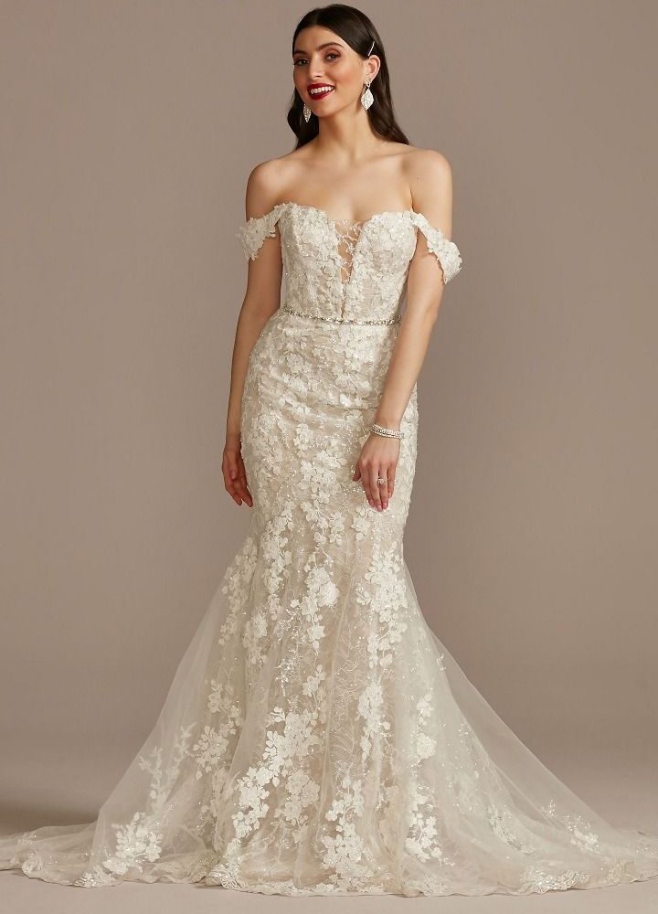 Embellished Illusion Lace Bodysuit Wedding Dress