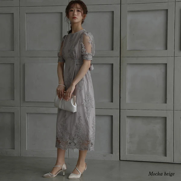 Japan Embroidery Lace Formal Dress