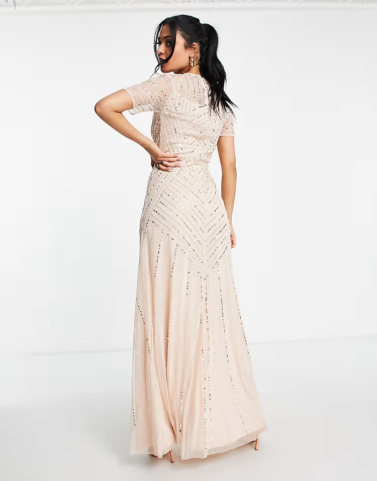 Bridesmaid Short Sleeve Maxi Dress