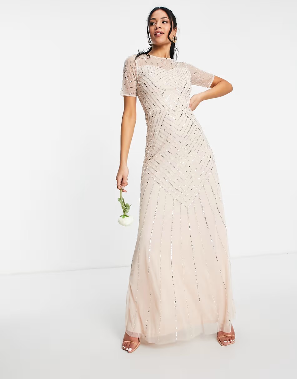 Bridesmaid Short Sleeve Maxi Dress